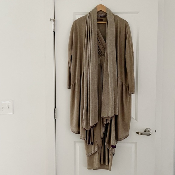 Catherine Andre Estrella Metallic Dress Jacket Scarf Knit Set French - Picture 3 of 12